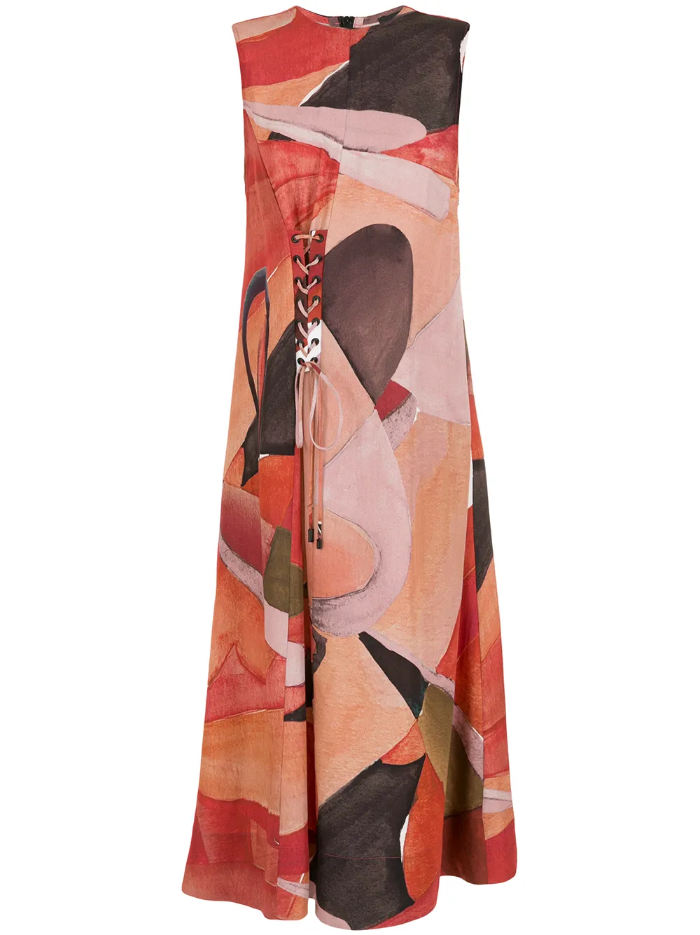 

Osklen lace-up abstract print dress - Rojo