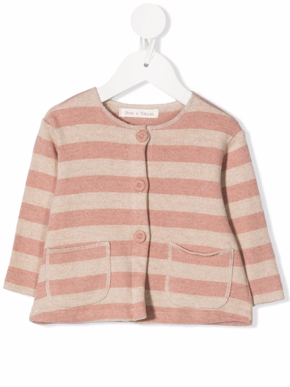 Zhoe & Tobiah Babies' Striped Button-front Cardigan In Pink