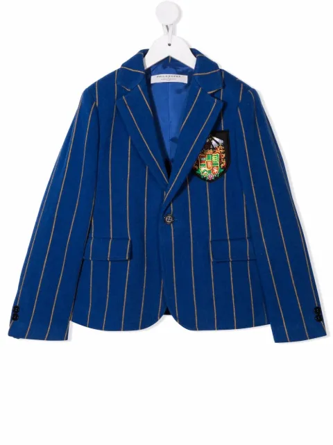 Philosophy Di Lorenzo Serafini Kids بليزر مخطط بشارة شعار