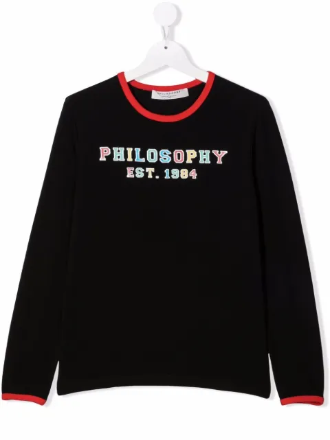 Philosophy Di Lorenzo Serafini Kids contrast-piping lettering logo top