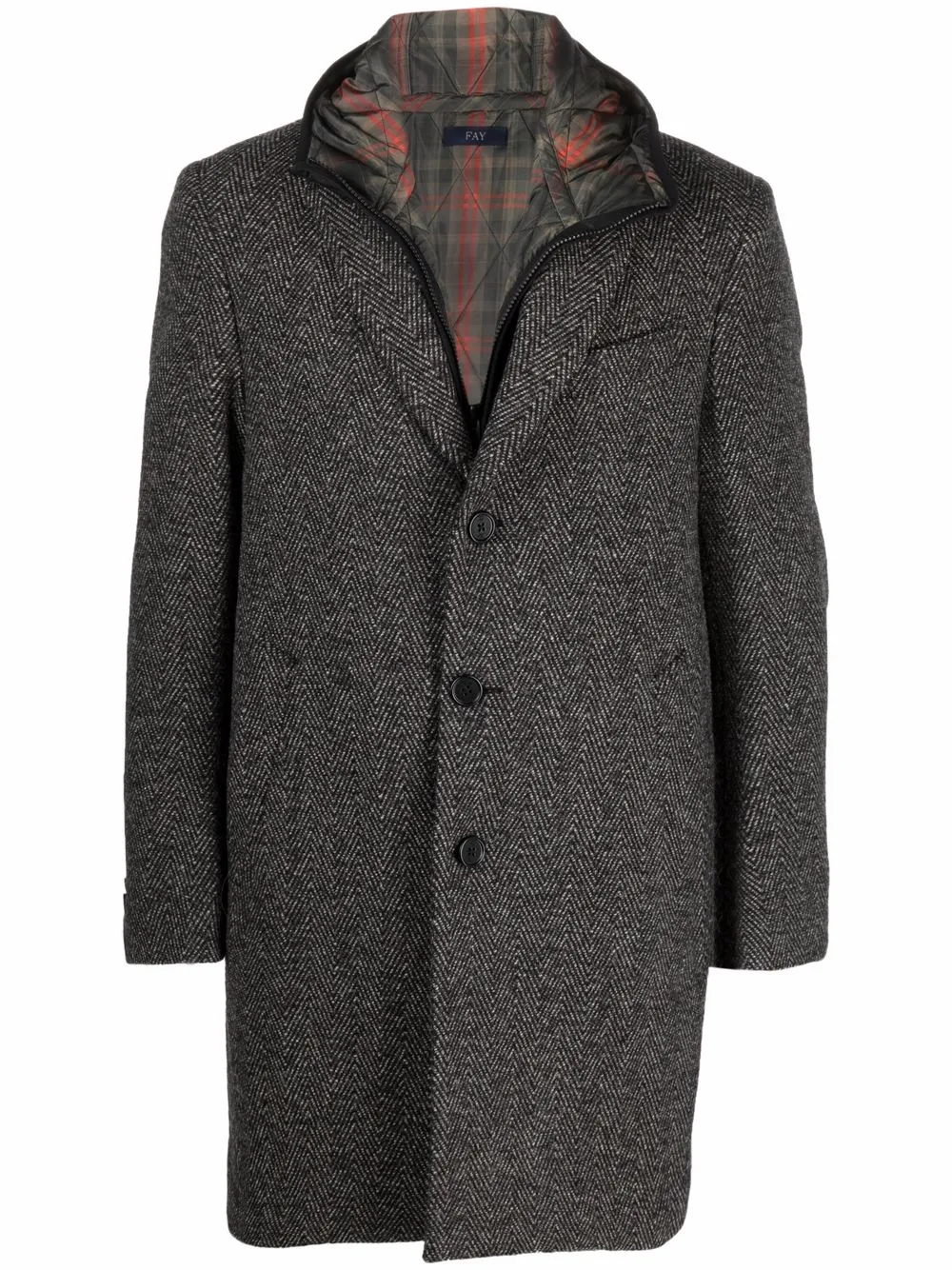 Fay шерстяное пальто с узором в елочку