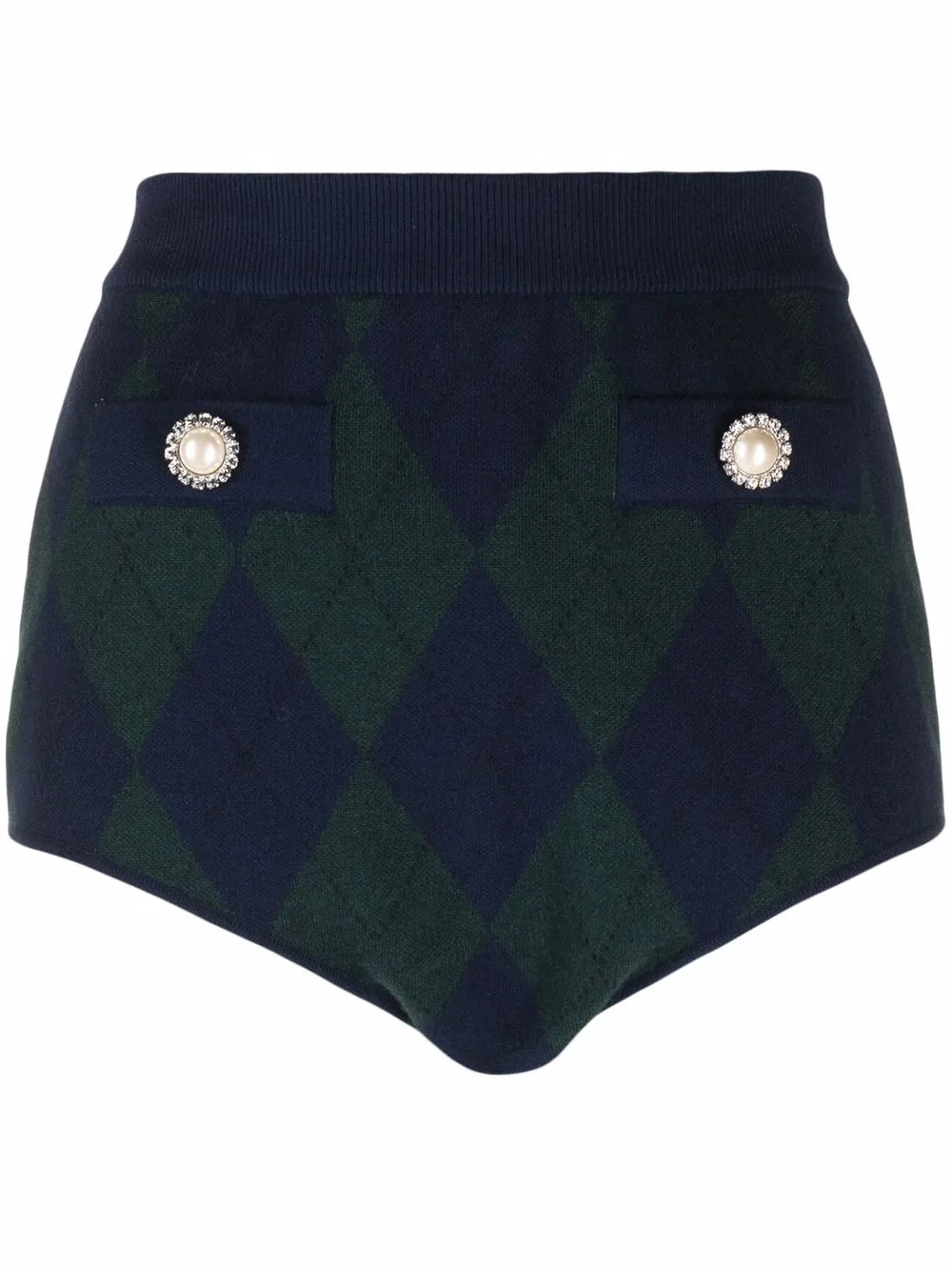 Alessandra Rich короткие шорты с завышенной талией и узором аргайл