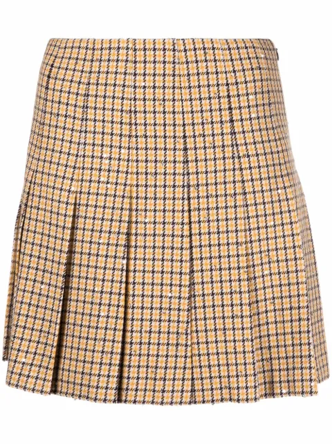 Alessandra Rich pleated houndstooth mini skirt