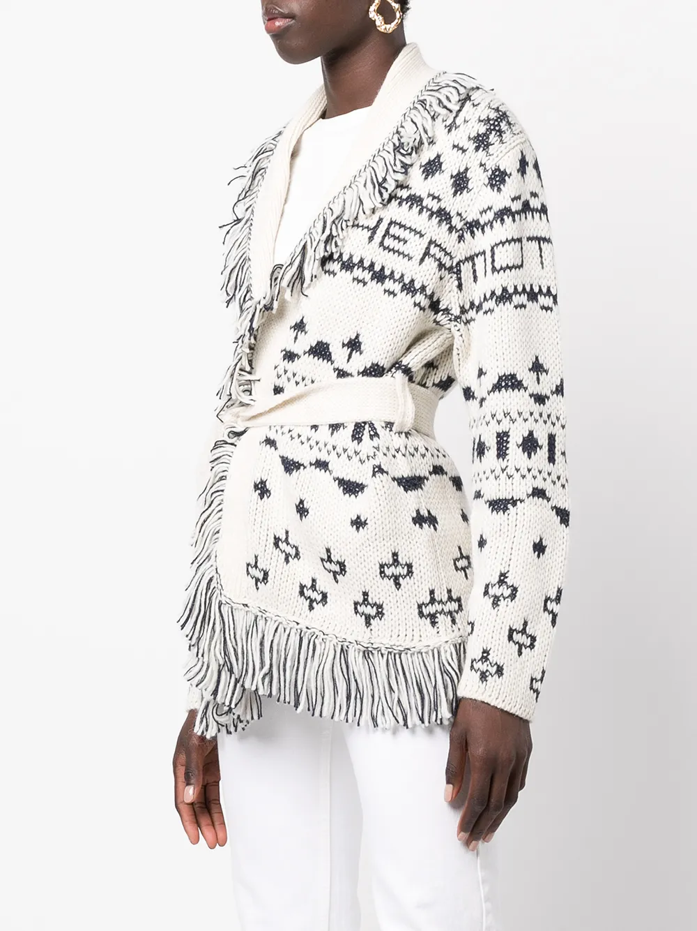 Mother Fringed Alpaca-blend Knit Cardigan In White