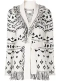 MOTHER fringed alpaca-blend knit cardigan - White