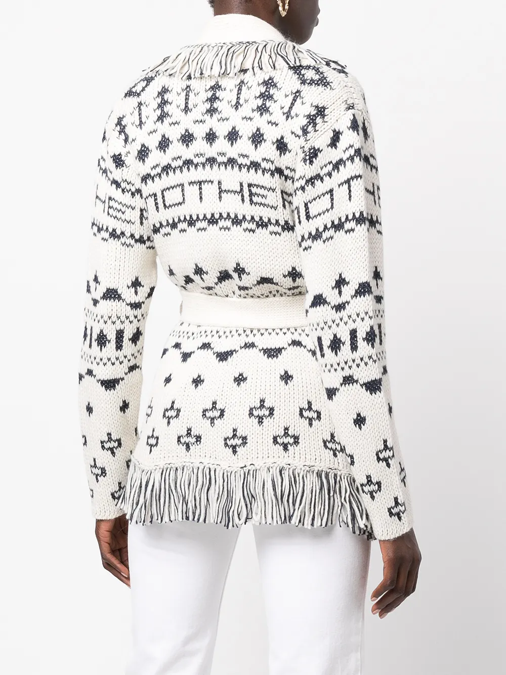 Mother Fringed Alpaca-blend Knit Cardigan In White