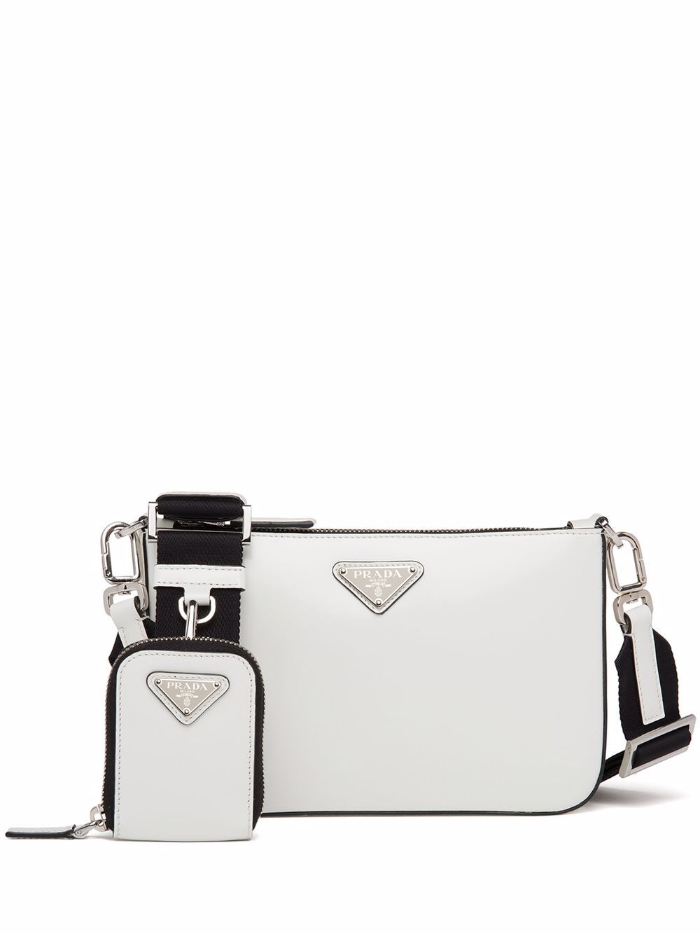 Shop Prada logo-plaque shoulder bag with Express Delivery - FARFETCH