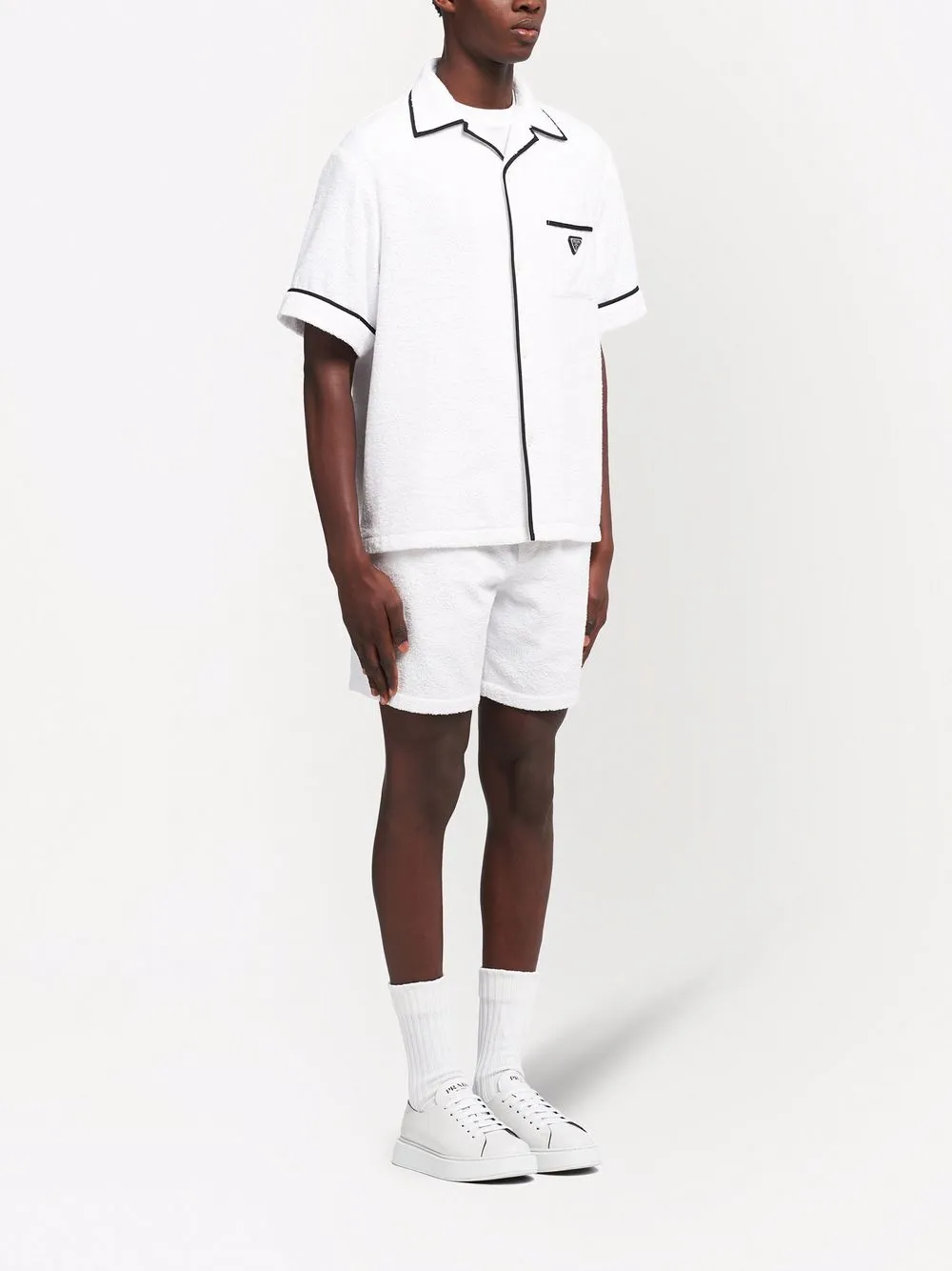 Black Triangle logo-plaque Re-Nylon short-sleeved shirt, Prada