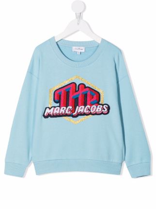 Marc Jacobs Kids logo-embroidered Crew-Neck Sweatshirt - Blue