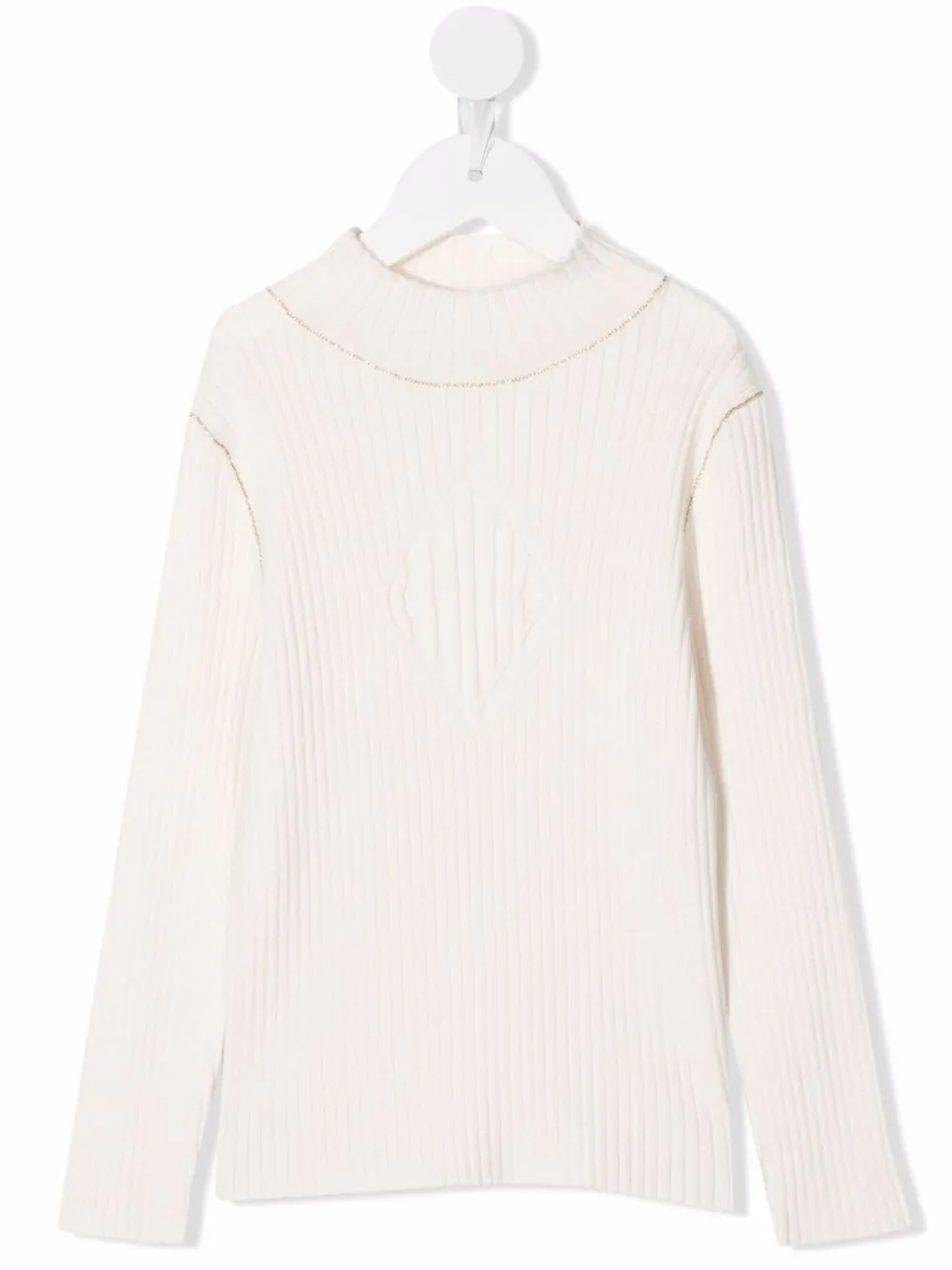 

Chloé Kids suéter de canalé con cuello doblado - Blanco