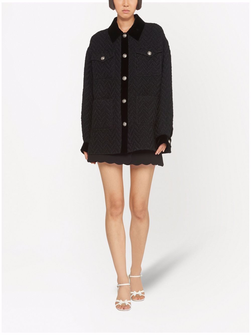 Miu Miu Tweed shirtjack - Zwart