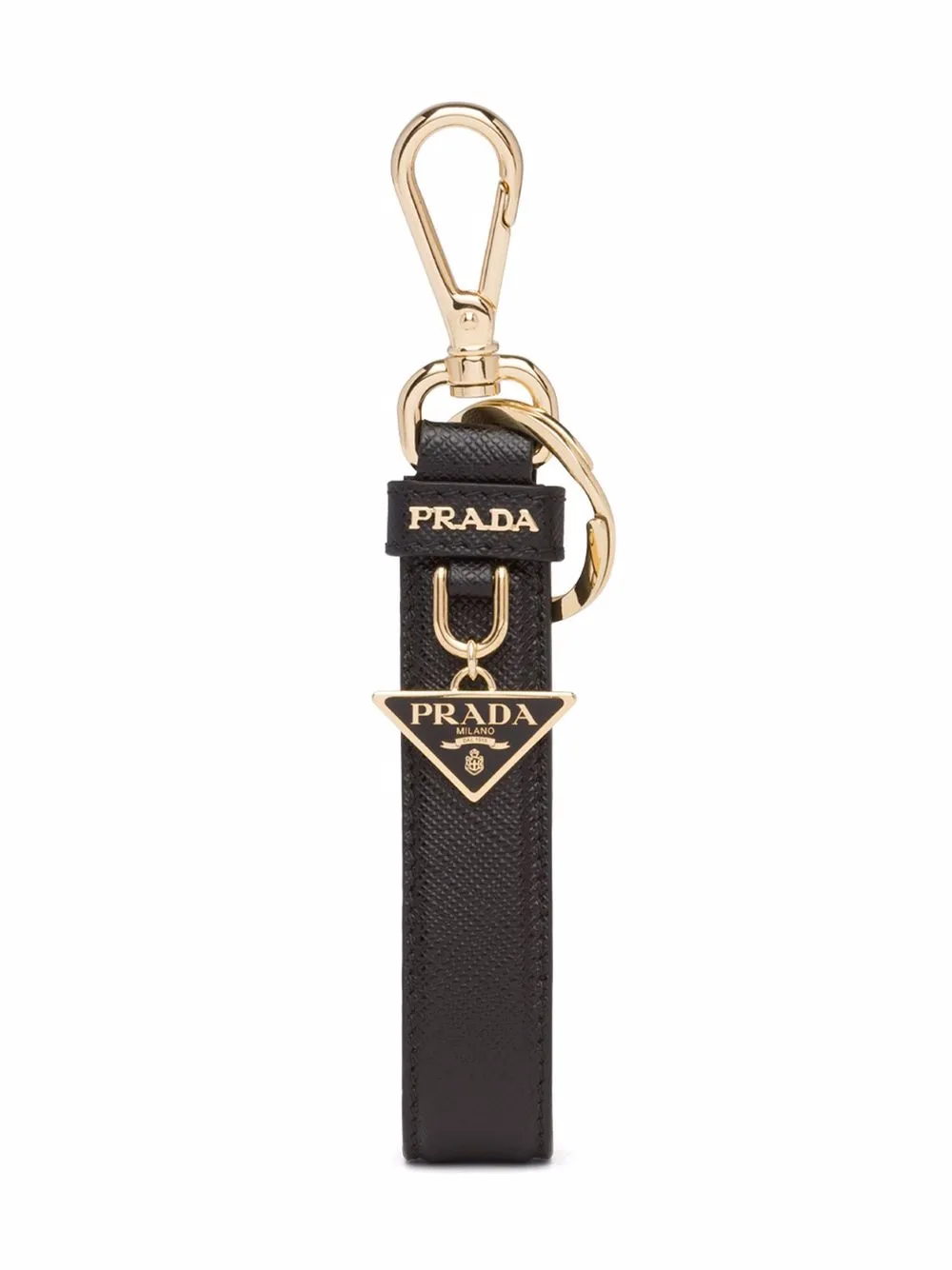 Prada Logo-plaque Keyring Attachment In Schwarz