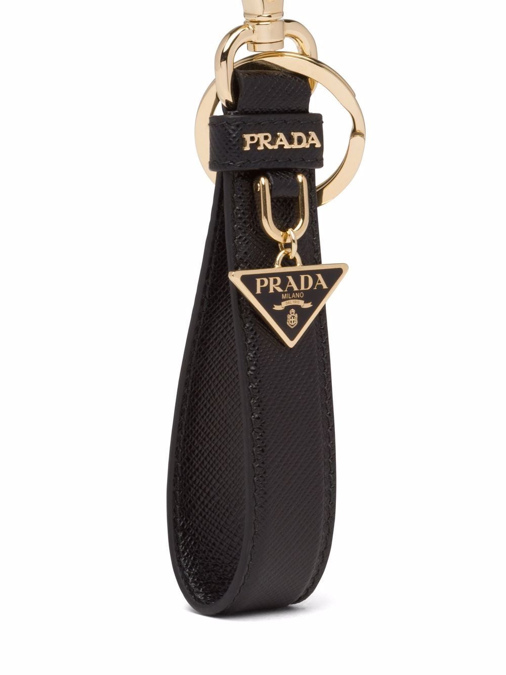 Shop Prada Logo-plaque Keyring Attachment In Schwarz