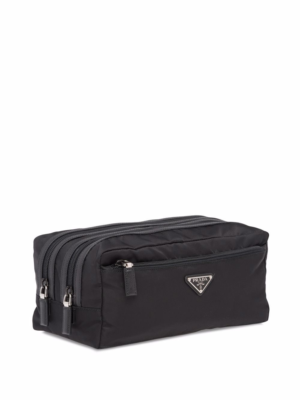Shop Prada Re-nylon And Leather Travel Pouch In Schwarz