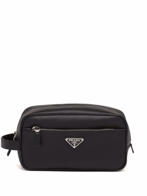 Prada logo-plaque wash bag