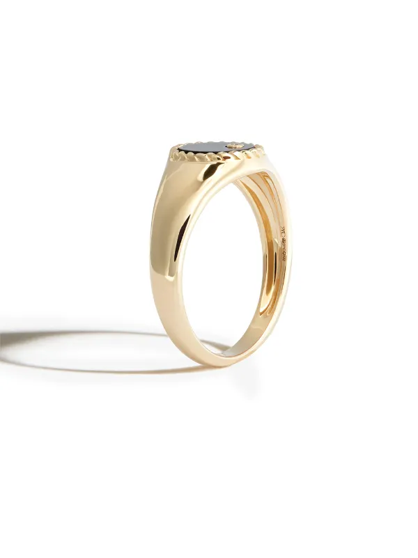 【アンティーク】シグネットリング（オニキス）（9K）12号【J22022】 アンティーク】シグネットリング（オニキス）（9K）12号【J22022