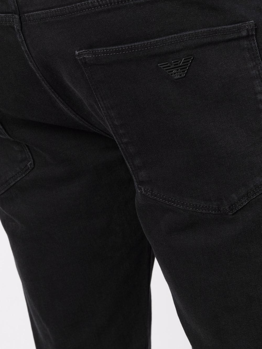 Shop Emporio Armani Low-rise Slim-cut Jeans In Black