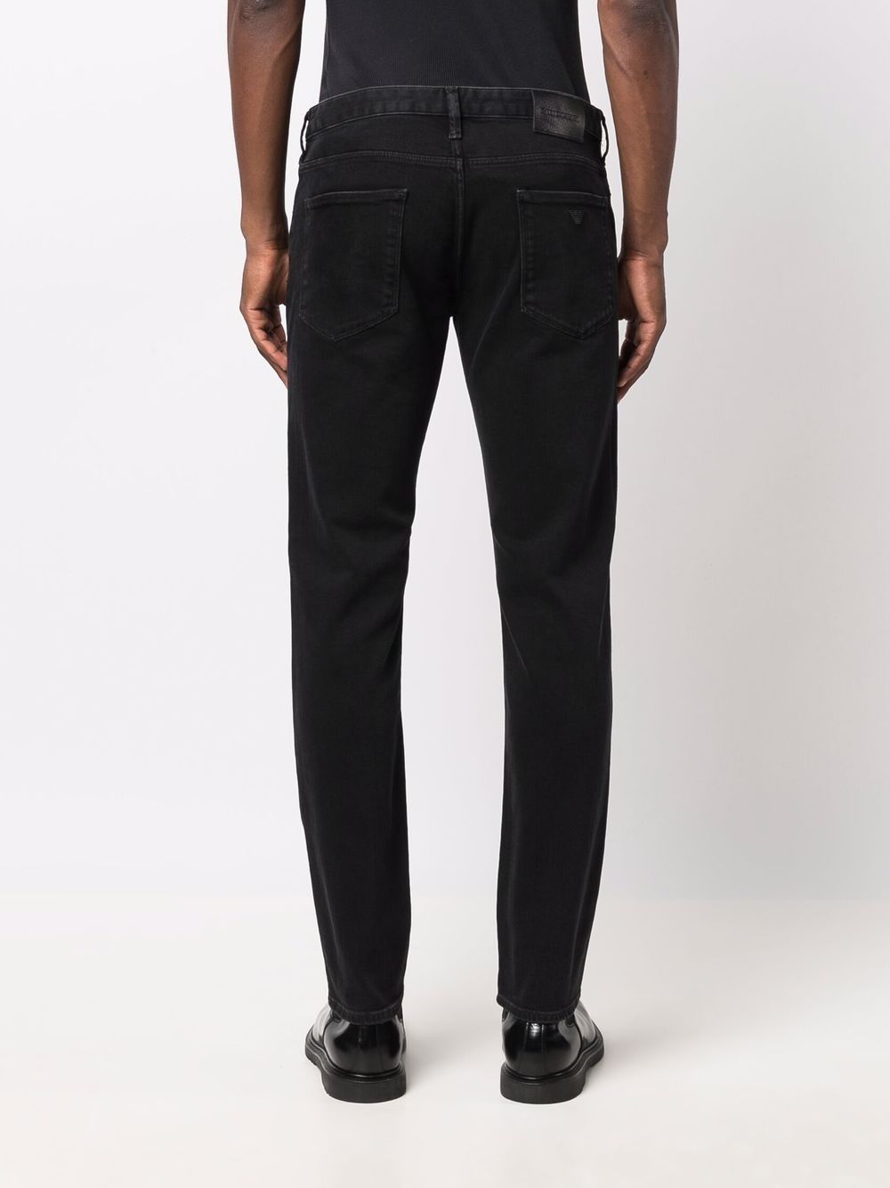 Shop Emporio Armani Low-rise Slim-cut Jeans In Black