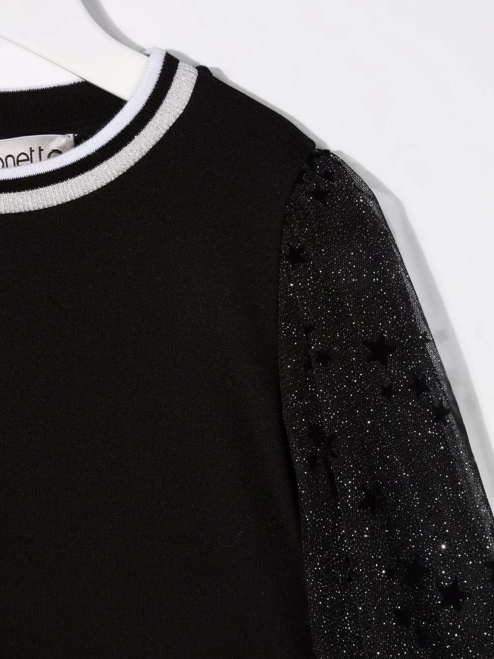 Simonetta Sweater met glitter mouwen Zwart