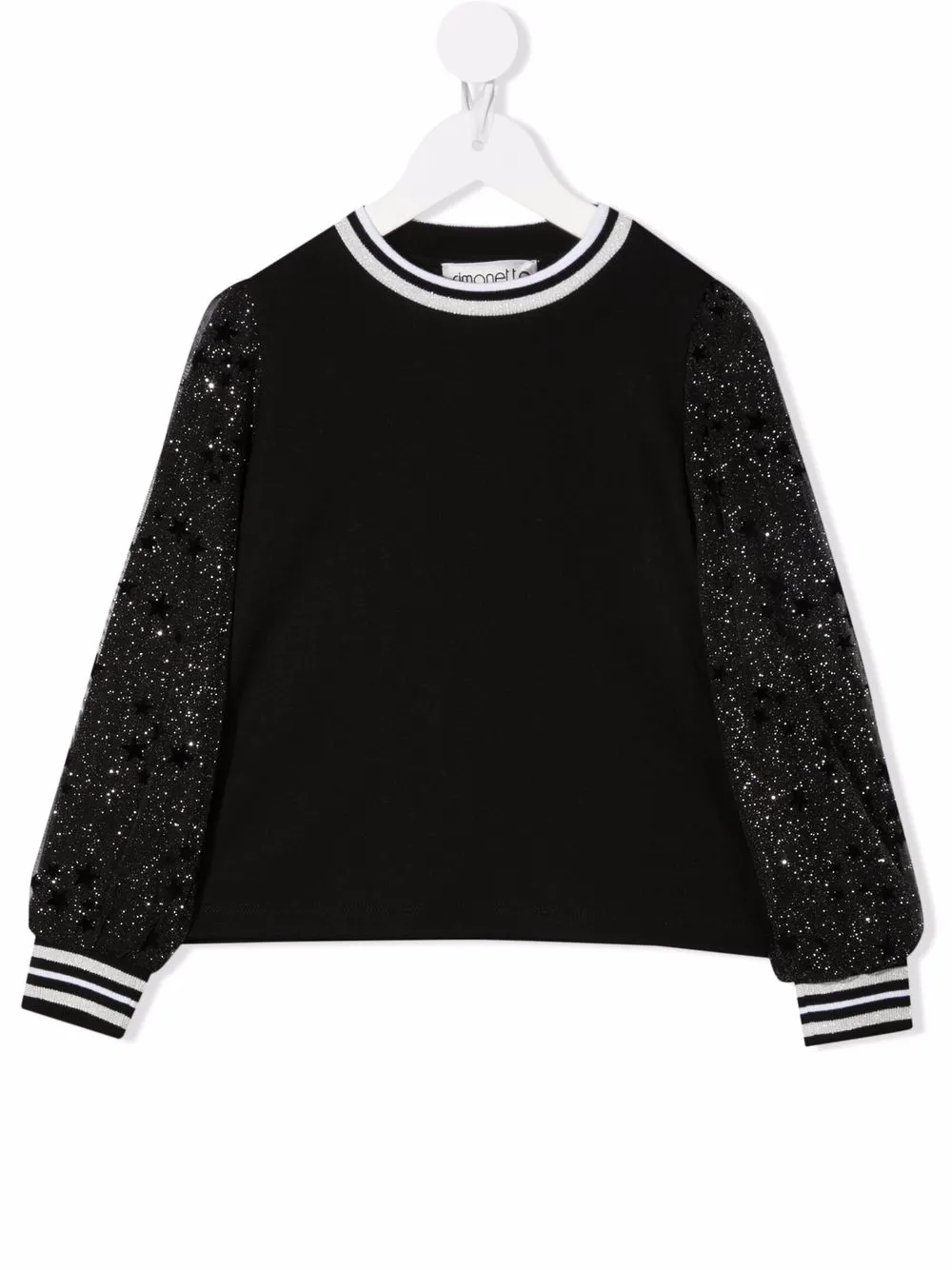 Simonetta Sweater met glitter mouwen Zwart