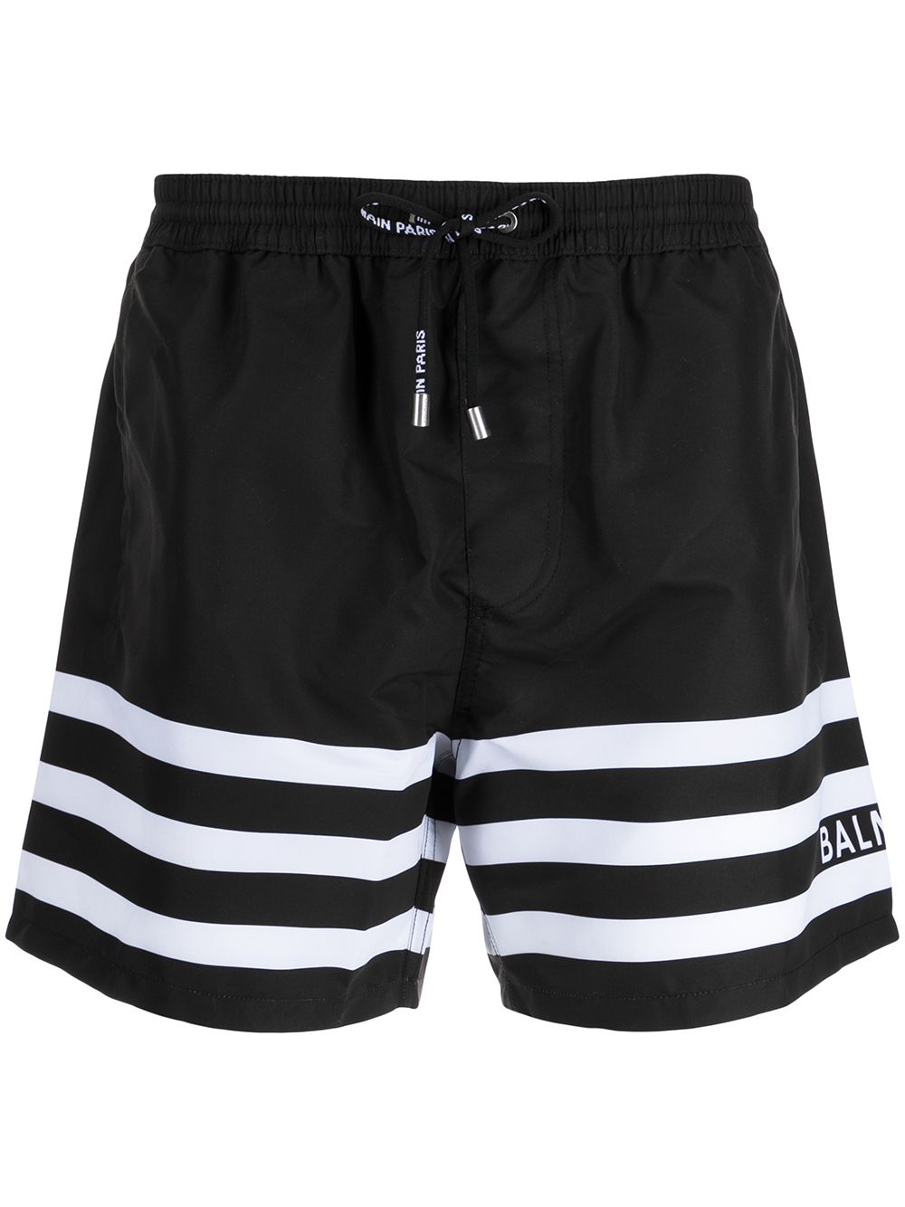 Balmain Logo Print Striped Swim Shorts - Farfetch