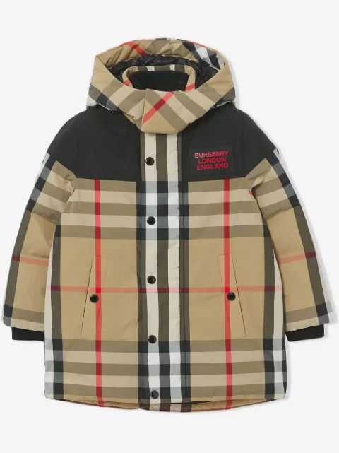 Burberry Kids chamarra capitonada con capucha removible