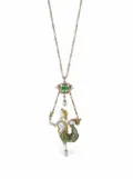 Pragnell Vintage 18kt yellow gold Victorian emerald mermaid pendant necklace