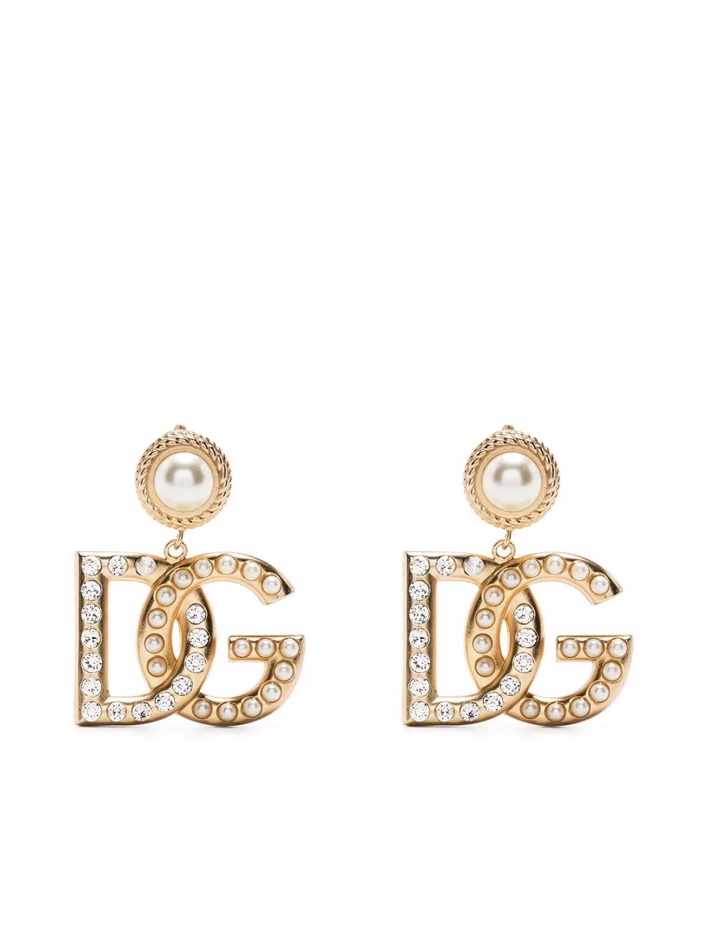 

Dolce & Gabbana aretes con dije del logo DG - Dorado