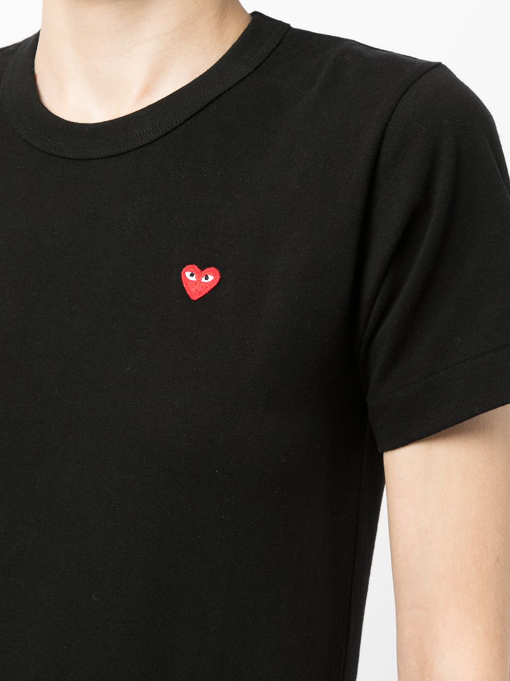 Shop Comme Des Garçons Play Logo-print Cotton T-shirt In 黑色