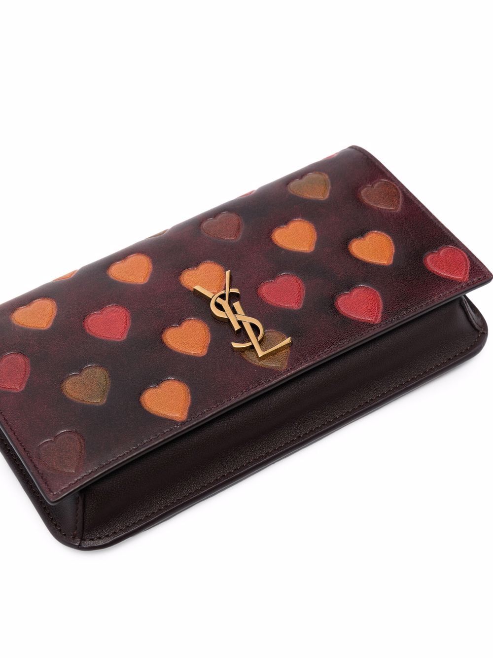 Saint Laurent Black Monogram Small Wallet With Red Heart