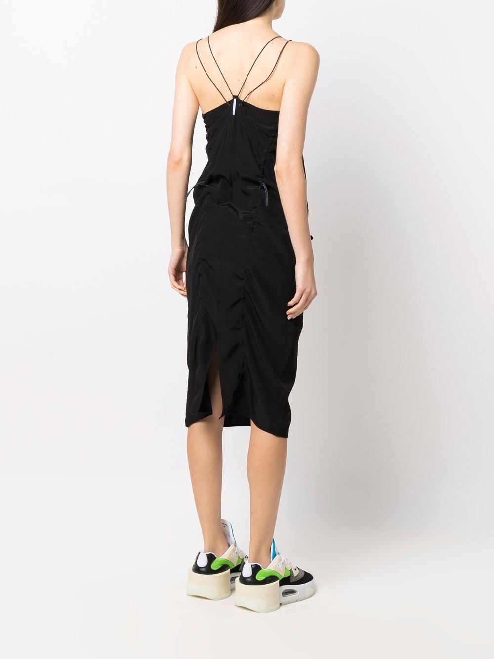 Shop Mcq By Alexander Mcqueen Drawstring Silk Midi Dress In Schwarz