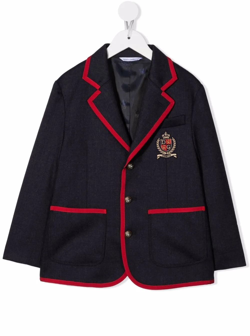 

Dolce & Gabbana Kids blazer de vestir con ribetes en contraste - Azul