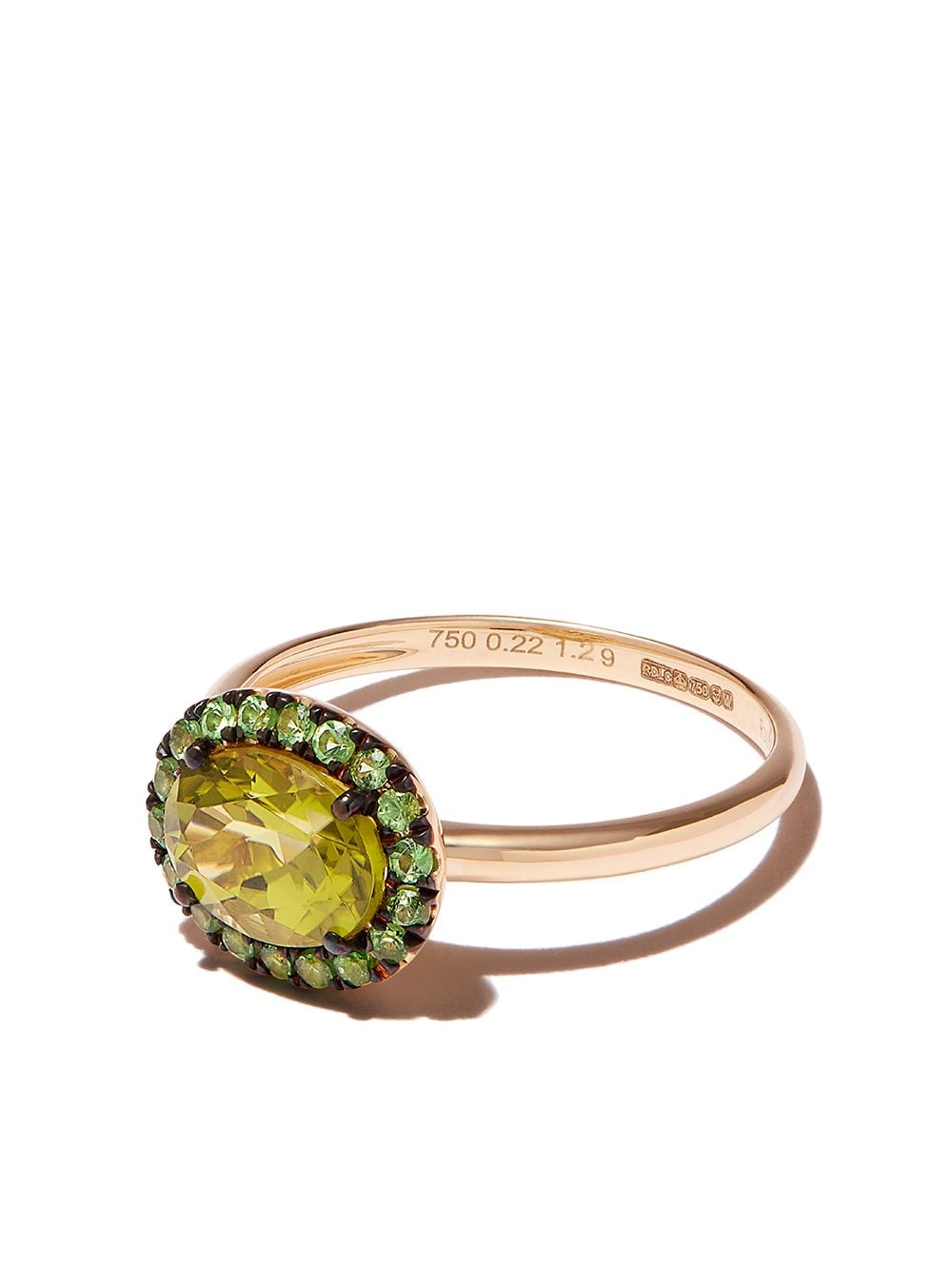 фото Rosa de la cruz кольцо из желтого золота с перидотом и гранатом