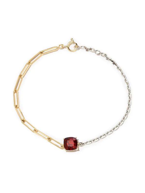 Yvonne Léon 18kt Yellow and White Gold Garnet Chain-link Bracelet