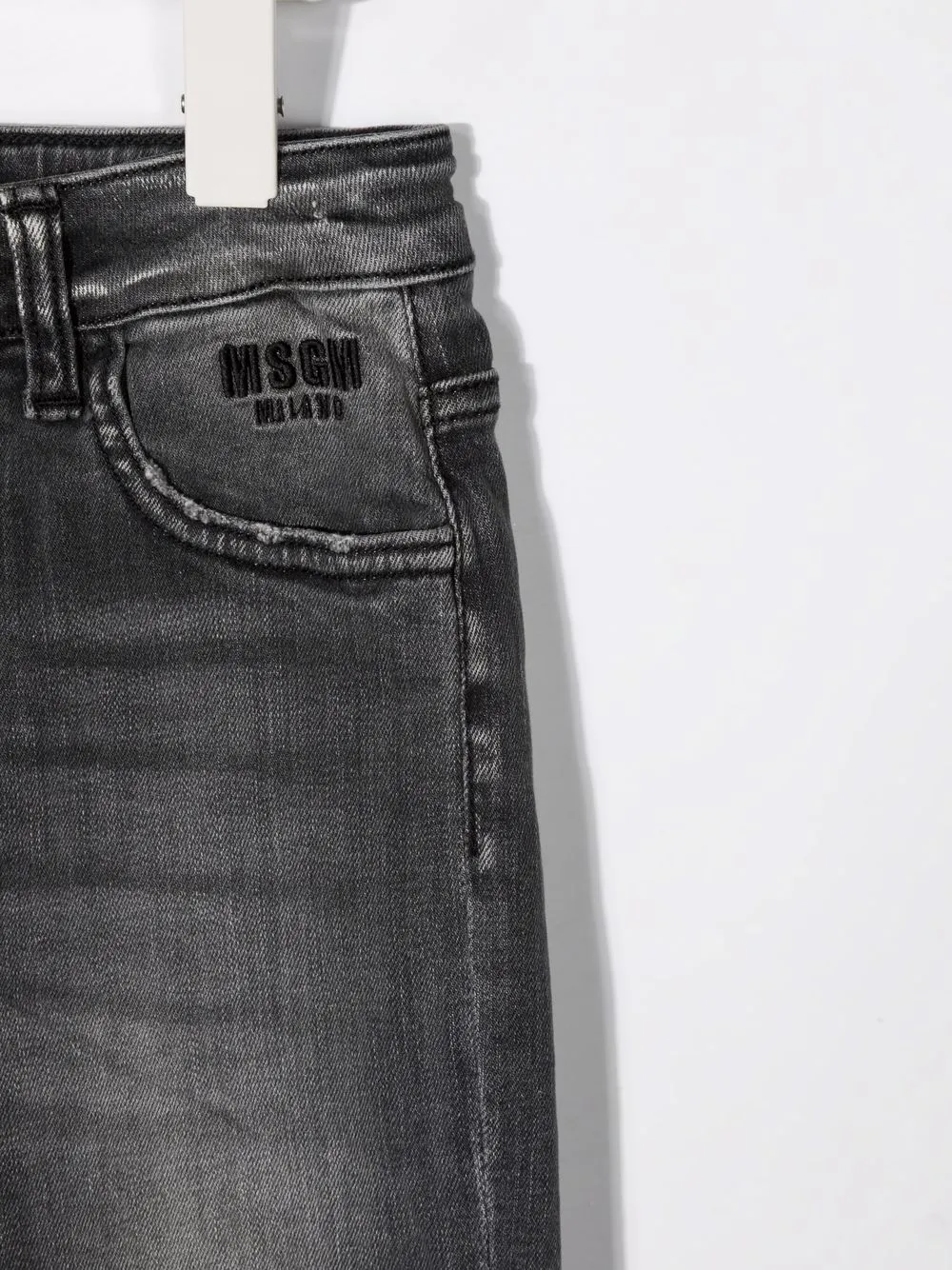 Msgm Skinny-cut Grey-wash Jeans In Black