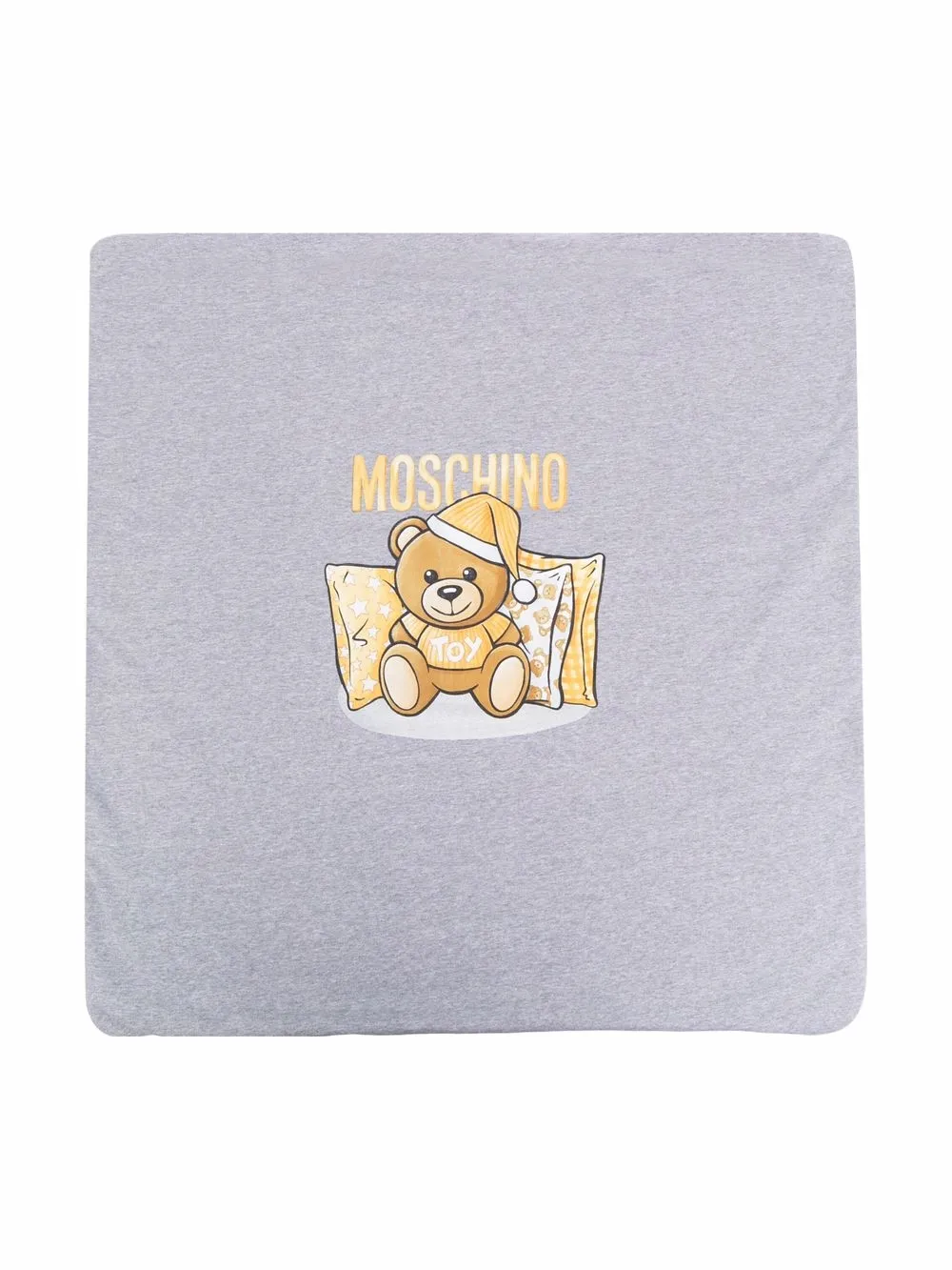 

Moschino Kids Teddy Bear-logo print blanket - Grey