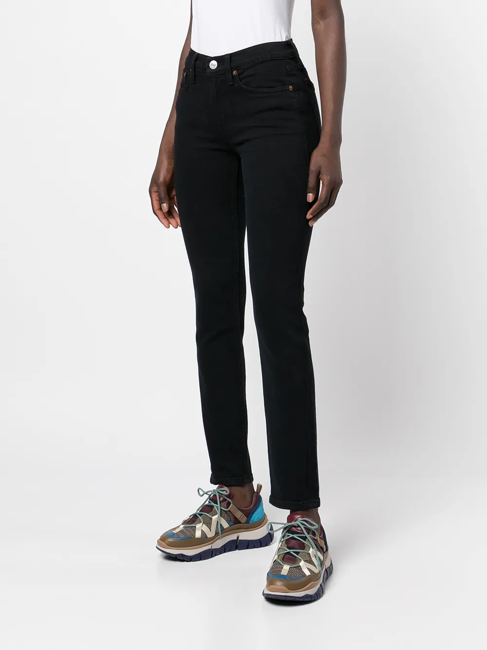 Shop Re/done Cropped-leg Skinny Jeans In Black