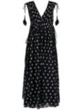 Tory Burch floral-print sleeveless smocked dress - Black