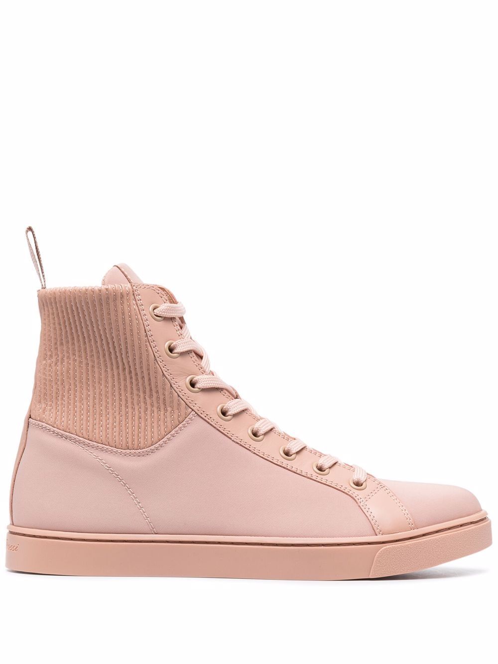 Shop Gianvito Rossi Knit-panelled High-top Sneakers In Pink