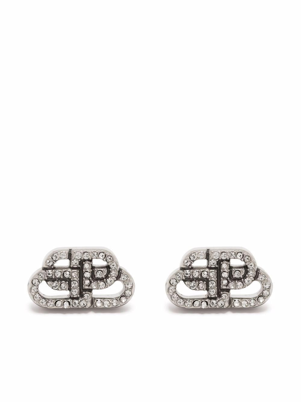 Image 1 of Balenciaga BB rhinestone-embellished stud earrings