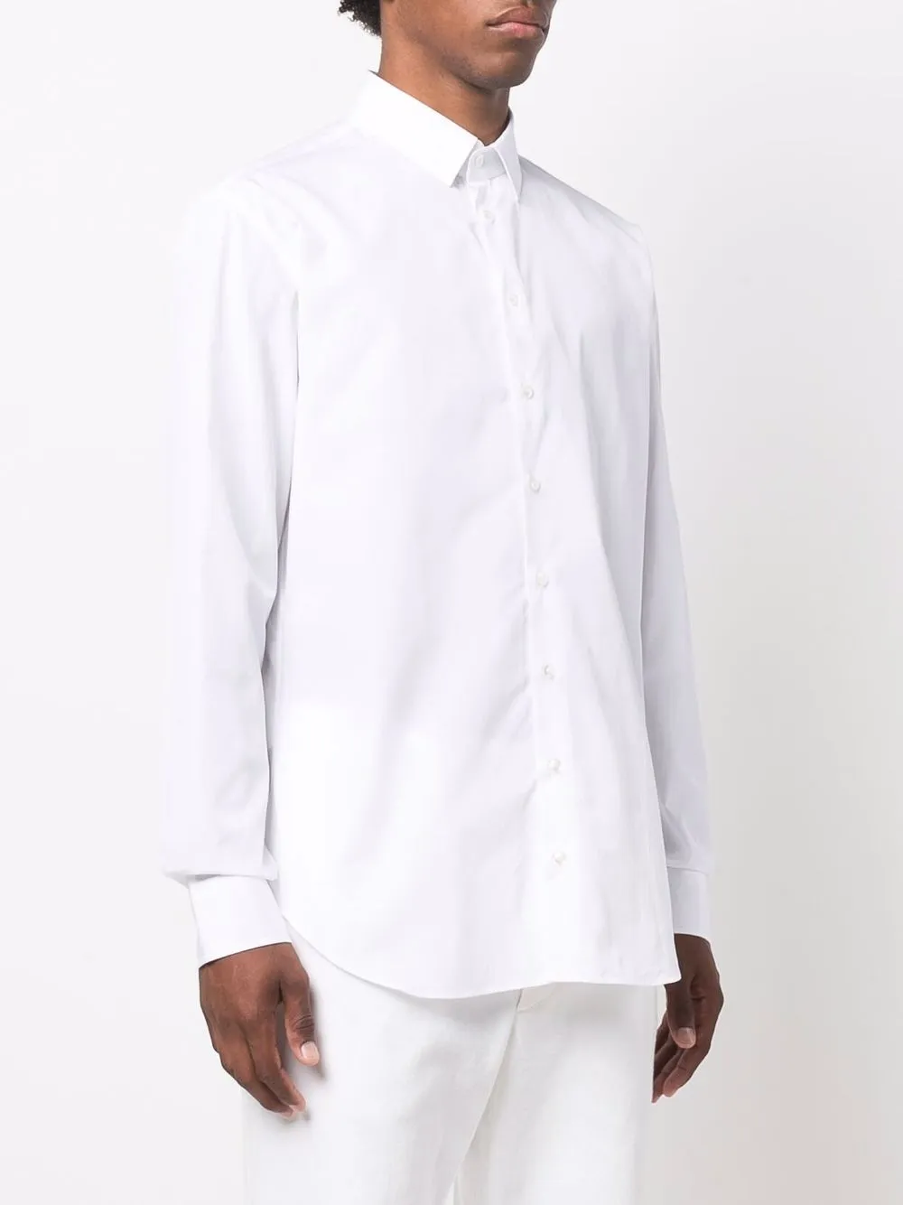 Giorgio Armani Long-sleeved Button-up Shirt In White