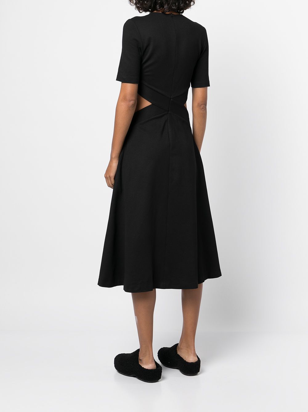 Shop Rosetta Getty Cut-out Midi Dress In Schwarz