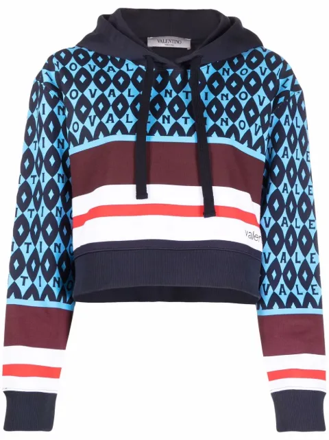 Valentino Garavani logo-print striped hoodie