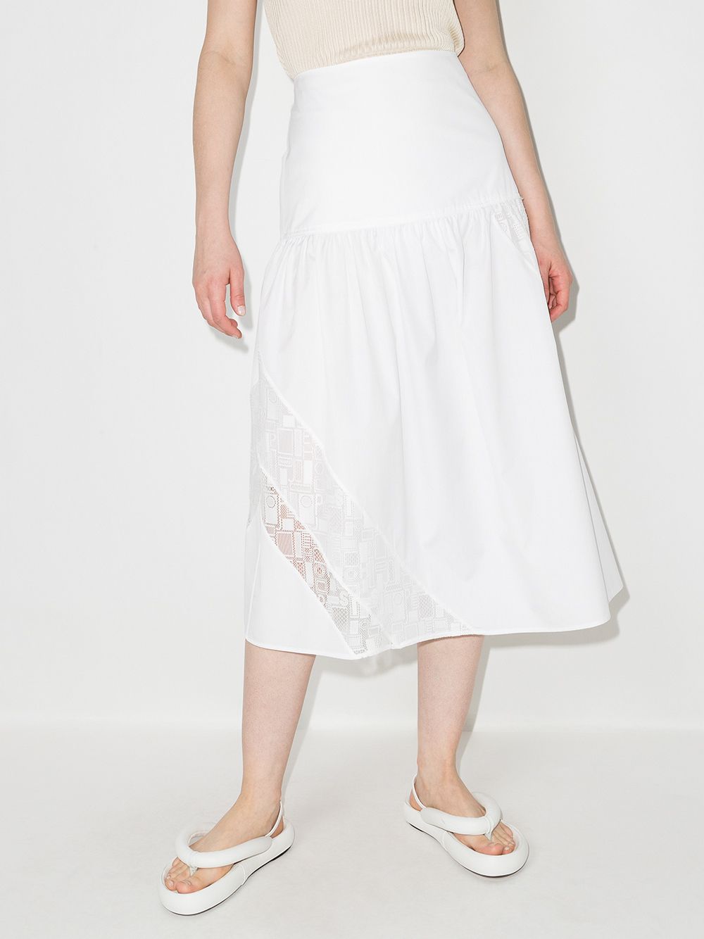 JOSEPH Samina lace-inserts Cotton Midi Skirt - Farfetch