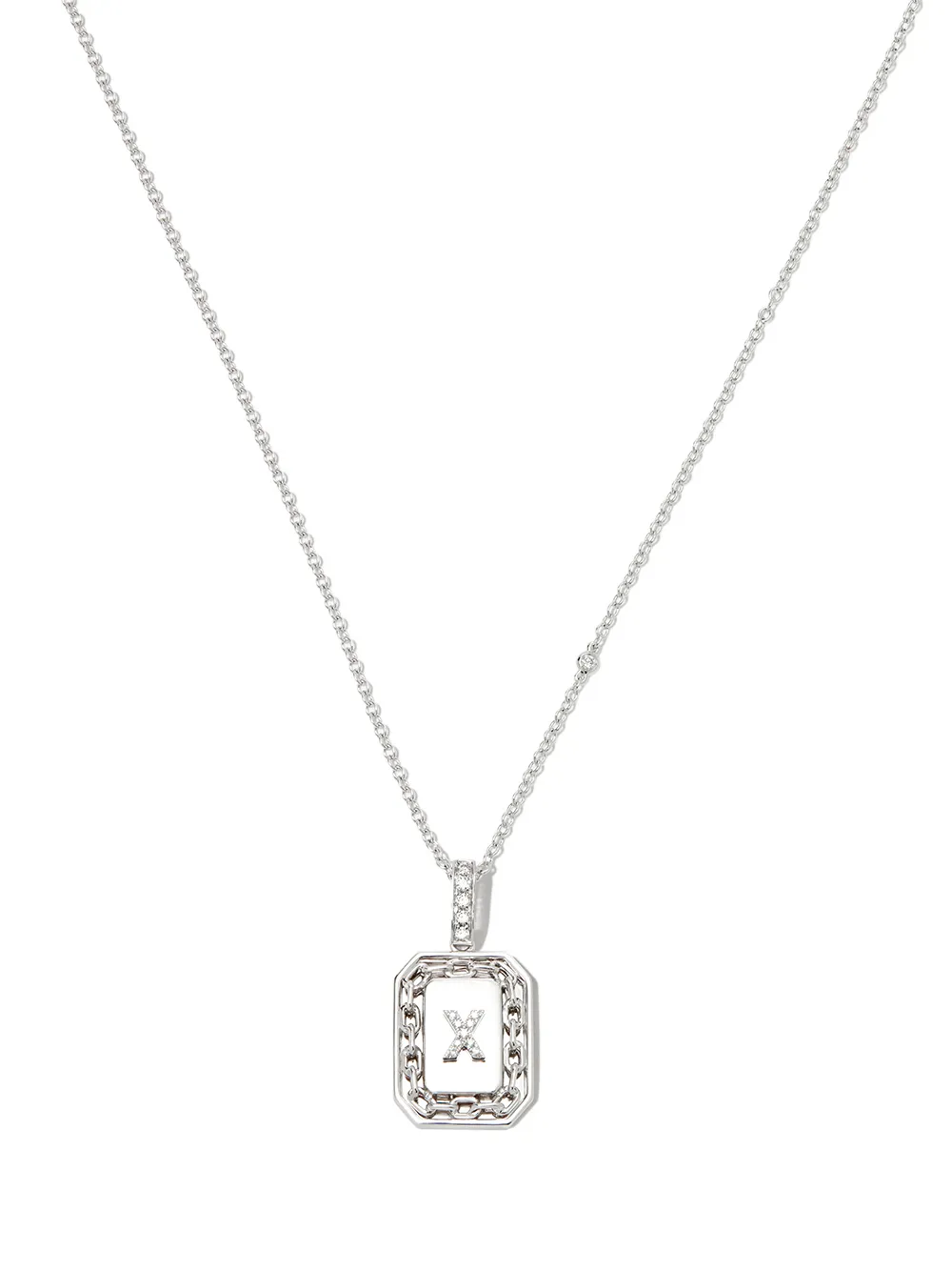 

SHAY collar en oro blanco de 18kt con cuentas y dije de letra X - Plateado