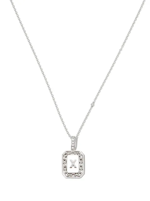 SHAY 18kt white gold X-initial bead-chain necklace