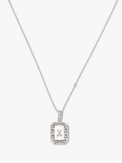 SHAY collar en oro blanco de 18kt con cuentas y dije de letra X