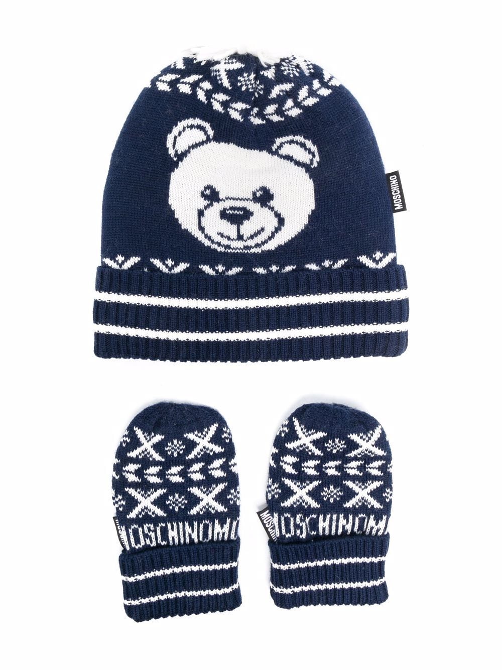 Image 1 of Moschino Kids knitted hat and mittens set