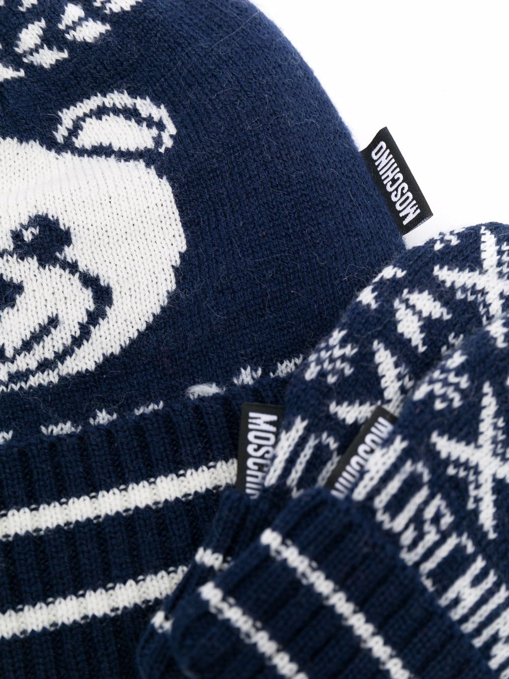 Image 2 of Moschino Kids knitted hat and mittens set