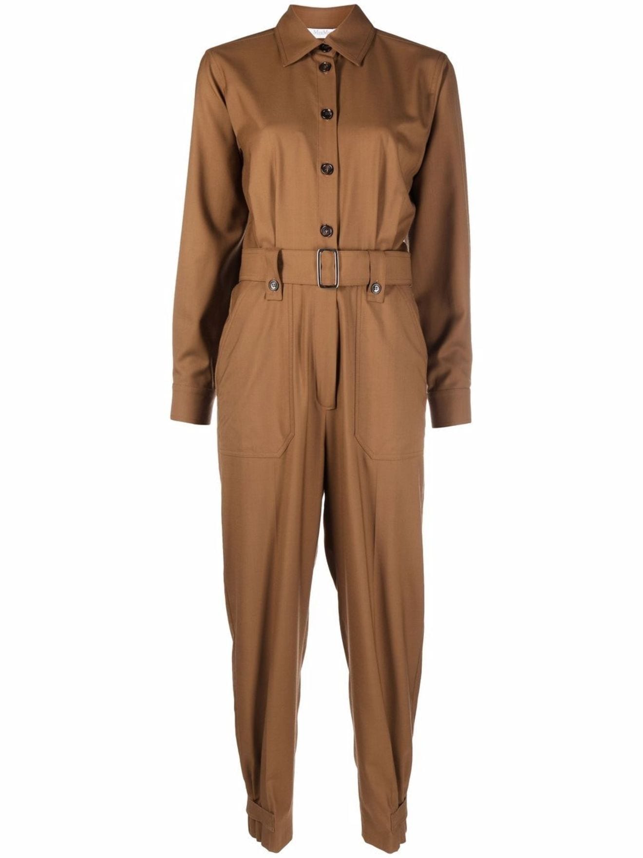 Max Mara (VIP) Dakar belted wool jumpsuit brown | MODES